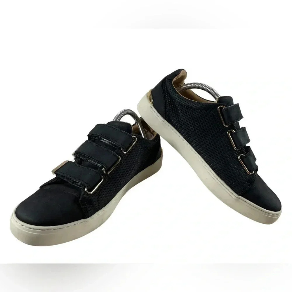 Aldo  Paise Black/White/Gold Leather Velcro Sneakers Size 8.5